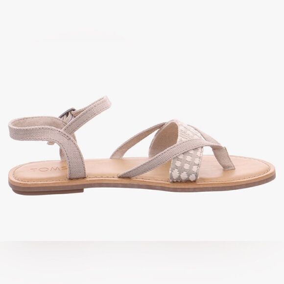 Toms Lexie Novelty Tribal Beige/White Canvas Sandal. Sz 7.5 Excellent Condition! - Picture 3 of 12
